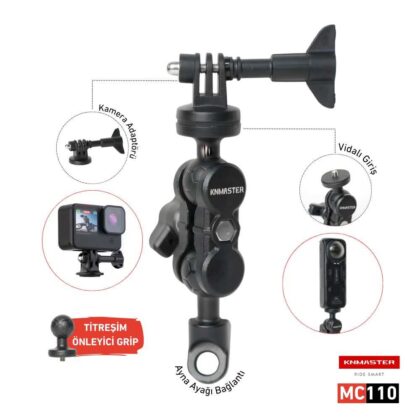 Knmaster MC110 – 360° Ayarlanabilir Motosiklet Ayna Dibi Aksiyon Kamera Aparatı - KNMASTER - Motosiklet Aksesuarları